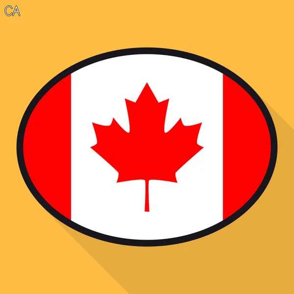 Bulle de discours du drapeau du Canada, panneau de communication des médias sociaux, icône ovale plate d'affaires . — Image vectorielle