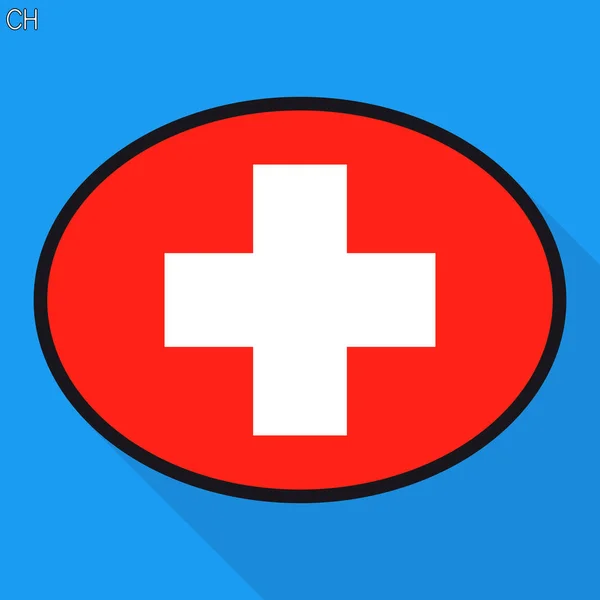 Schweiz Flagga Pratbubbla Sociala Medier Kommunikation Tecken Oval Platta Business — Stock vektor