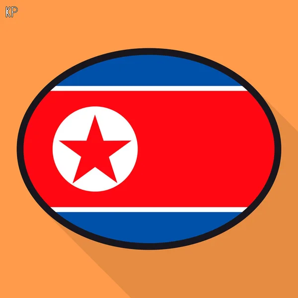 Nordkorea Flagga Pratbubbla Sociala Medier Kommunikation Tecken Oval Platta Business — Stock vektor