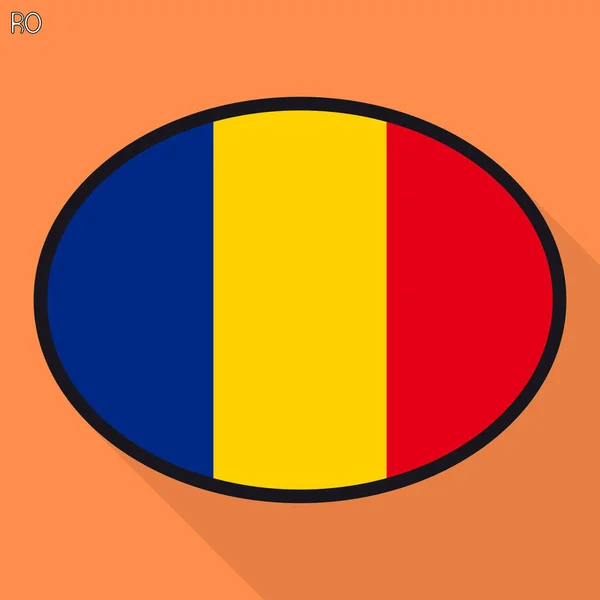 Bandera Rumania Burbuja Señal Comunicación Las Redes Sociales Icono Oval — Vector de stock