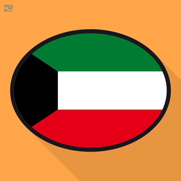 Flaga Kuwejtu Dymek Znak Komunikacji Społecznej Media Biznes Płaskie Owalne — Wektor stockowy