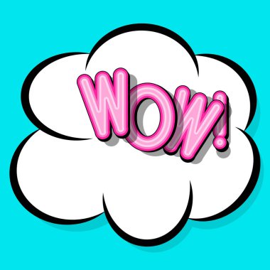 Wow ifade, popart konuşma balonu için bulut çerçeve.
