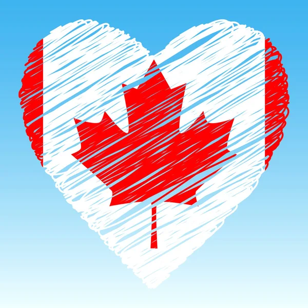 Прапор Канади Форму Серця Грандж Стилем — стоковий вектор