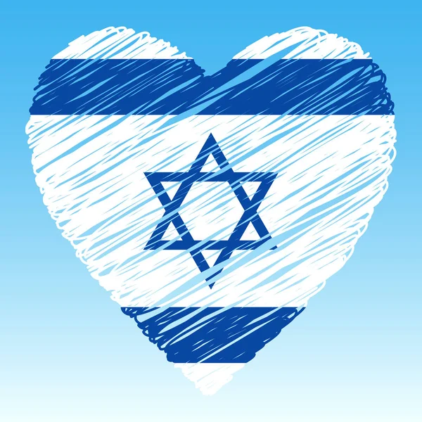 Флаг Израиля Форма Сердца Гранж Стиль — стоковый вектор