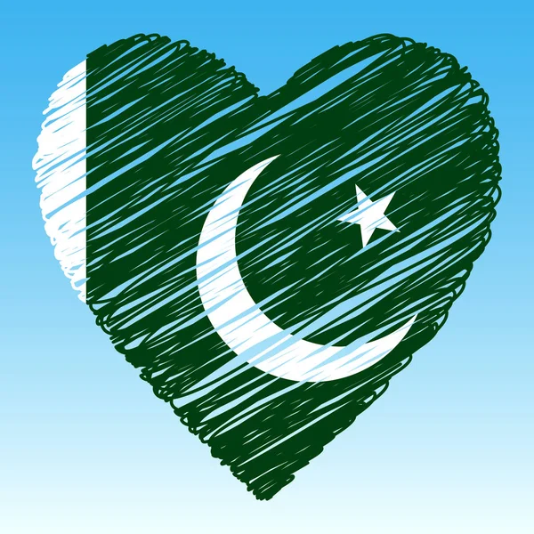 Drapeau Pakistanais Forme Coeur Style Grunge — Image vectorielle