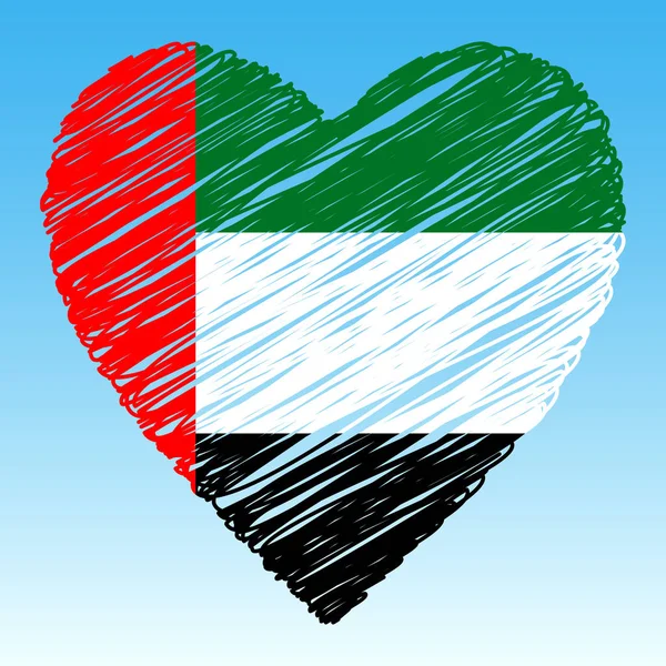 Bandeira Dos Emirados Árabes Unidos Forma Coração Estilo Grunge —  Vetores de Stock