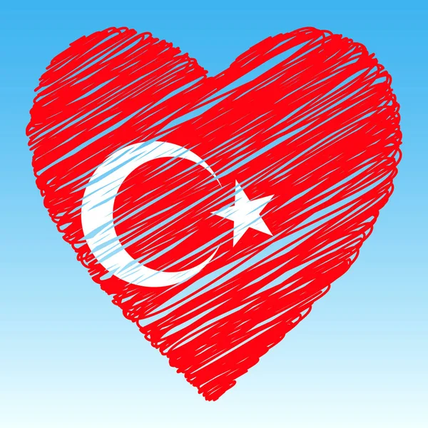 Bandera Turquía Forma Corazón Estilo Grunge — Vector de stock