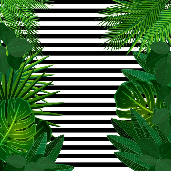 Tropische Blätter Hintergrund Mit Geometrischen Elementen Vektor Floralen Mustern Modetrend — Stockvektor