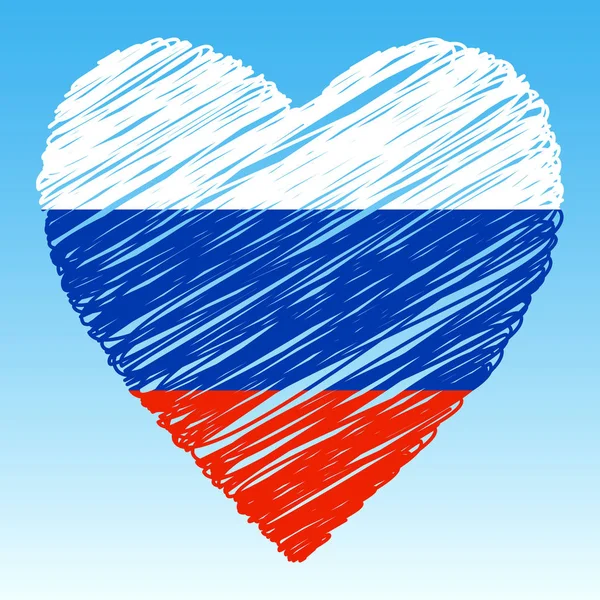Bandeira Rússia Forma Coração Estilo Grunge — Vetor de Stock