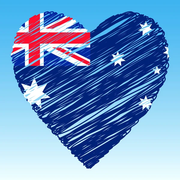 Bandera Australia Forma Corazón Estilo Grunge — Archivo Imágenes Vectoriales