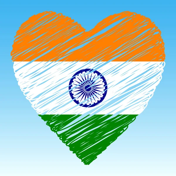 Vlag Van India Hart Vorm Grunge Style — Stockvector