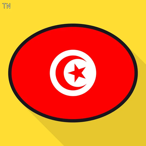 Bandera Túnez Burbuja Señal Comunicación Las Redes Sociales Icono Oval — Vector de stock