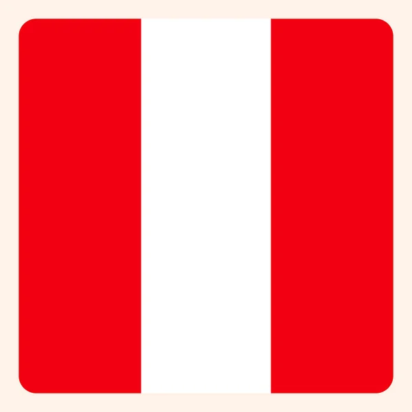 Peru Quadratische Flagge Taste Social Media Kommunikation Zeichen Business Ikone — Stockvektor