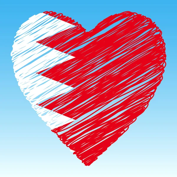 Bahrain Flag Heart Shape Grunge Style — Stock Vector