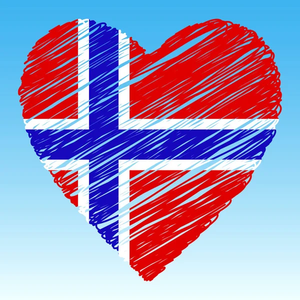 Norvégia Lobogója Szív Alakú Grunge Stílus — Stock Vector