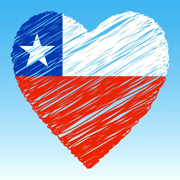 Flaga Chile Kształt Serca Grunge Style — Wektor stockowy