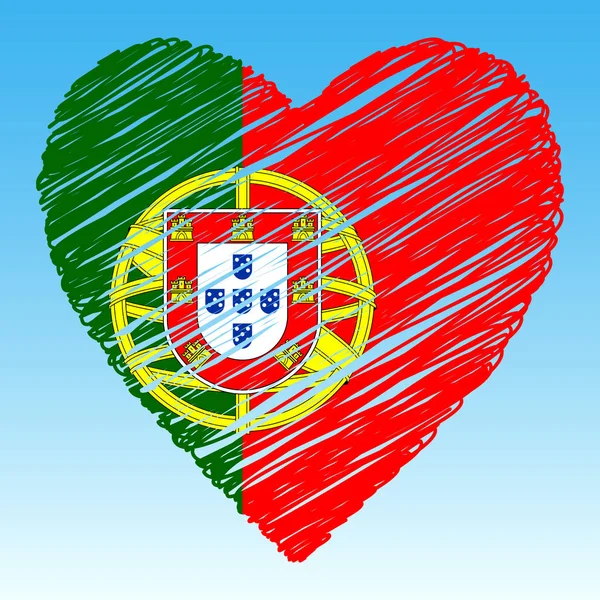 Portugal Flag Heart Shape Grunge Style — Stock Vector