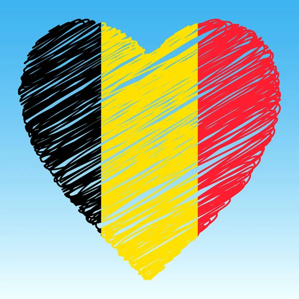 Bélgica Bandeira Forma Coração Estilo Grunge —  Vetores de Stock