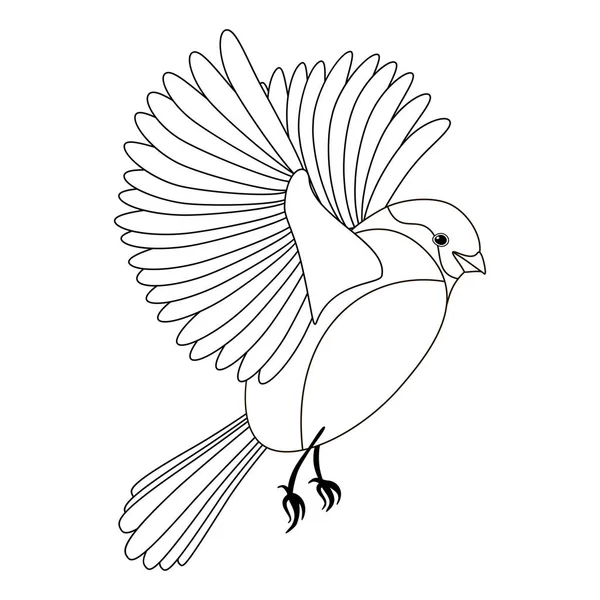 Lindo Pájaro Línea Estilo Colorear Aislado Sobre Fondo Blanco Signo — Vector de stock