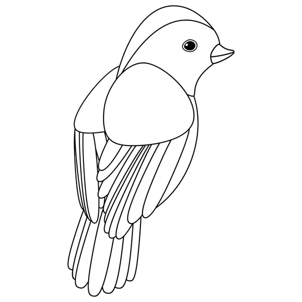 Çizgi Stili Boyama Şirin Kuş Beyaz Zemin Üzerine Vektör Işareti — Stok Vektör
