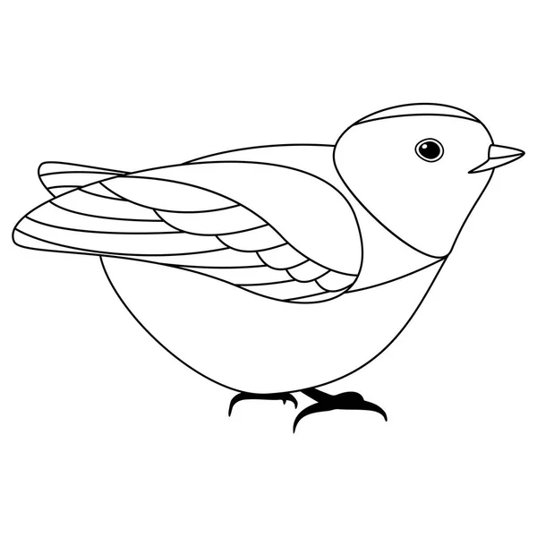 Linha Pássaro Bonito Estilo Coloração Isolado Fundo Branco Sinal Vetor — Vetor de Stock