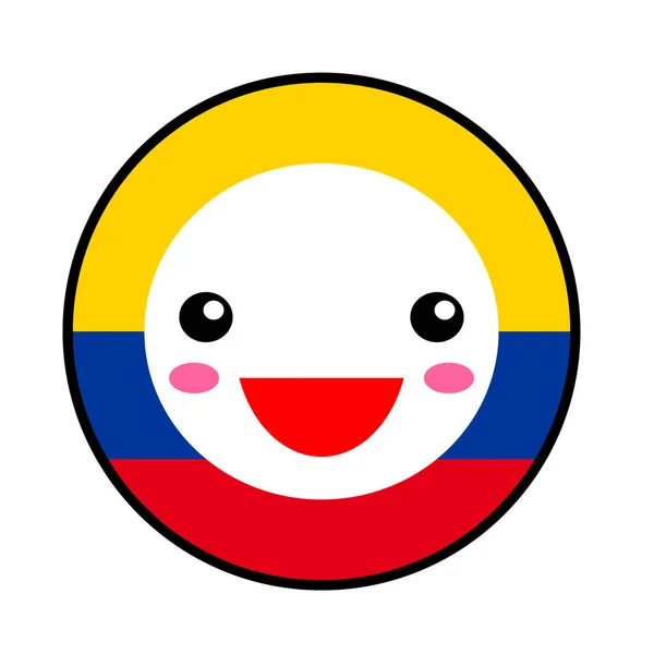 Sonrisa Bandera Kawaii Colombia Estilo Plano Lindo Dibujo Animado Aislado — Archivo Imágenes Vectoriales