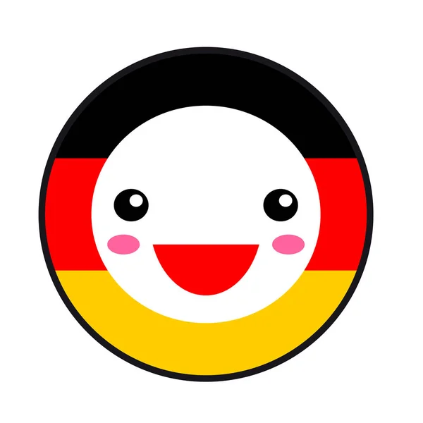 笑顔がかわいいドイツの国旗 フラット スタイル 分離されたかわいい漫画楽しい絵文字顔をデザインします お祝いの休日の装飾要素のベクトル アート キャラクター イラスト 名刺テンプレート ステッカー — ストックベクタ