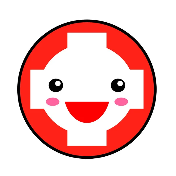 Kawaii Switzerland Flag Smile Flachen Stil Niedlichen Karikatur Isoliert Spaß — Stockvektor