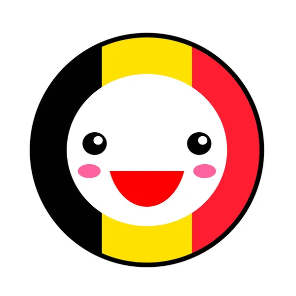 Kawaii Belgium Flag Smile Flachen Stil Niedlichen Karikatur Isoliert Spaß — Stockvektor