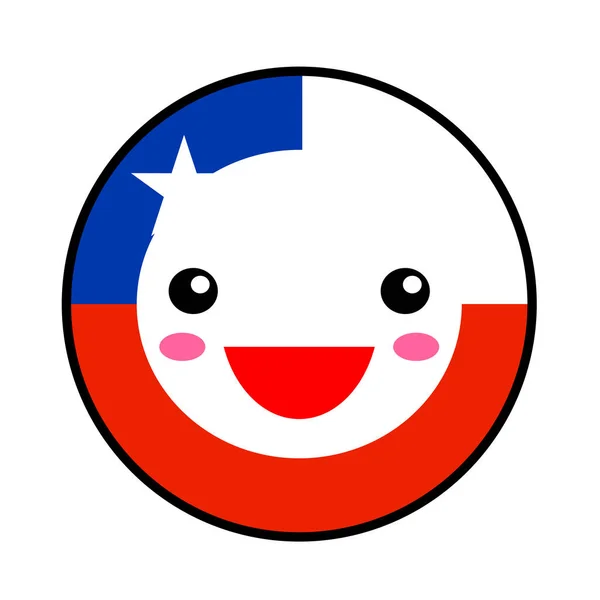 Kawaii Chile Bandeira Sorriso Estilo Plano Desenhos Animados Bonito Isolado — Vetor de Stock