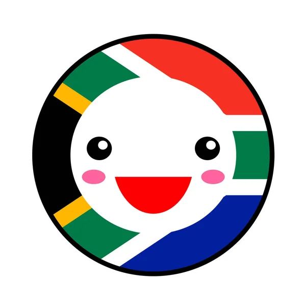 川井南非国旗微笑 扁平的风格 可爱的卡通孤立有趣的设计表情符号脸 向量艺术动漫例证为庆祝节日装饰元素 带有模板图标的名片 — 图库矢量图片