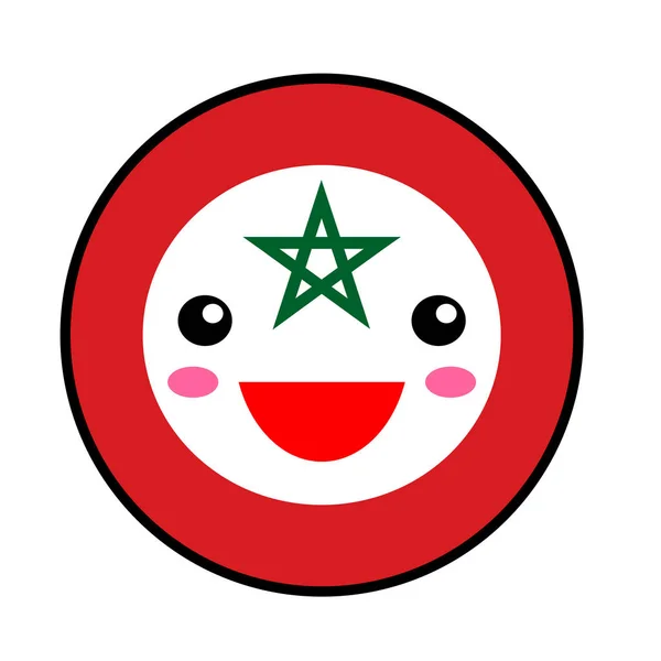 Kawaii Marruecos Bandera Sonrisa Estilo Plano Lindo Dibujo Animado Aislado — Vector de stock