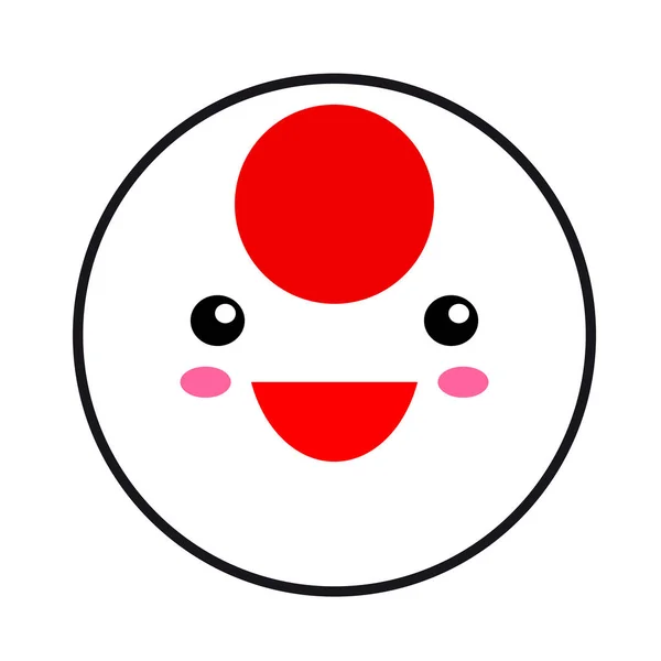 Kawaii Japanische Flagge Lächeln Flachen Stil Niedlichen Karikatur Isoliert Spaß — Stockvektor