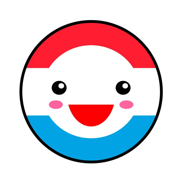 Kawaii Luxembourg Flag Smile Flachen Stil Niedlichen Karikatur Isoliert Spaß — Stockvektor