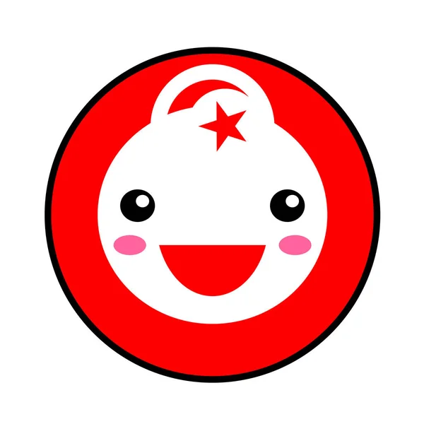 Kawaii Tunisia Flag Smile Flachen Stil Niedlichen Karikatur Isoliert Spaß — Stockvektor