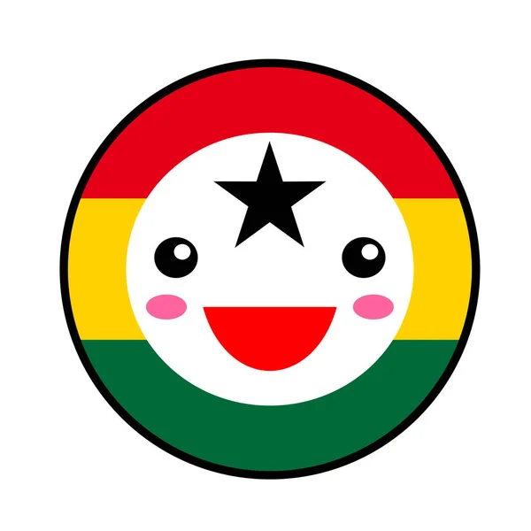 Kawaii Gana Bandeira Sorriso Estilo Plano Desenhos Animados Bonito Isolado — Vetor de Stock