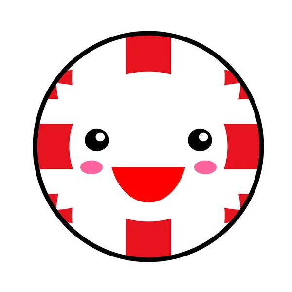 Kawaii Georgia Flag Smile Flachen Stil Niedlichen Karikatur Isoliert Spaß — Stockvektor