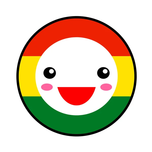 Sonrisa Bandera Kawaii Bolivia Estilo Plano Lindo Dibujo Animado Aislado — Archivo Imágenes Vectoriales