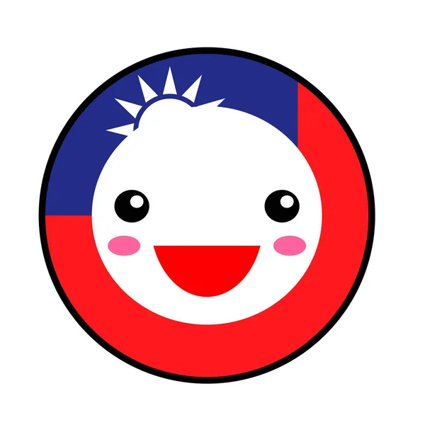 Kawaii Taiwan Bandeira Sorriso Estilo Plano Desenhos Animados Bonito Isolado — Vetor de Stock