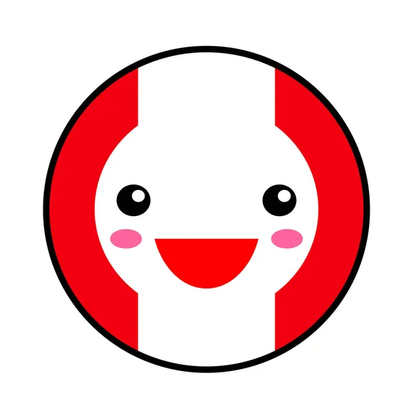 Kawaii Peru Bandeira Sorriso Estilo Plano Desenhos Animados Bonito Isolado — Vetor de Stock