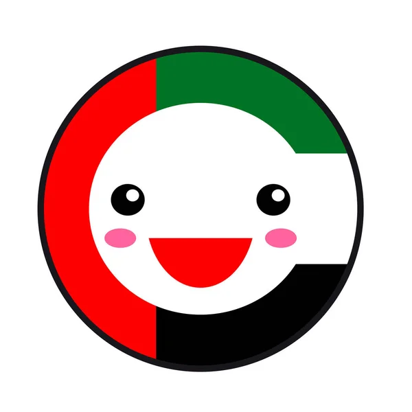 Kawaii Uae Flag Smile Flachen Stil Niedlichen Karikatur Isoliert Spaß — Stockvektor