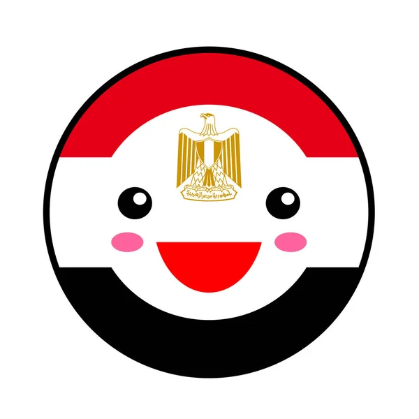 Sorriso Della Bandiera Egiziana Kawaii Stile Piatto Carino Cartone Animato — Vettoriale Stock
