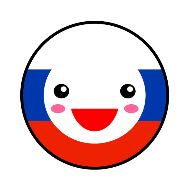 Kawaii Rusia Bandera Sonrisa Estilo Plano Lindo Dibujo Animado Aislado — Archivo Imágenes Vectoriales