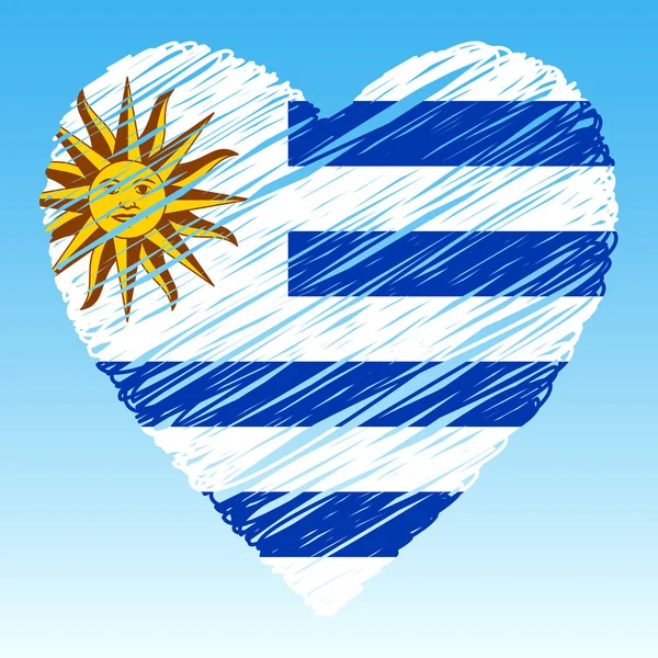 Uruguay Flag Heart Shape Grunge Style — Stock Vector