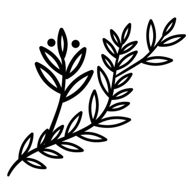 Dal, yaprak simgesi. Hat sanatı. Beyaz arka plan. Sosyal medya simge.