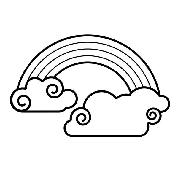 Cloud,  rainbow icon. Line art. White background. Social media i — Stock Vector