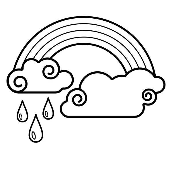 雲、虹、雨アイコン。ライン アート。白い背景。社会私 — ストックベクタ