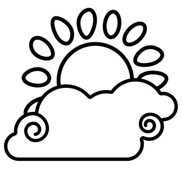 Sun, cloud icon. Line art. White background. Social media icon. — Stock Vector