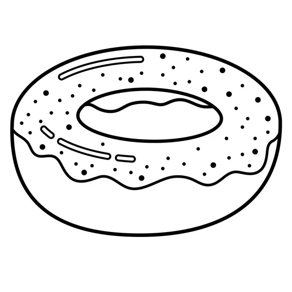 Donut, zoete pictogram. Lijntekeningen. Witte achtergrond. Pictogram sociale media — Stockvector