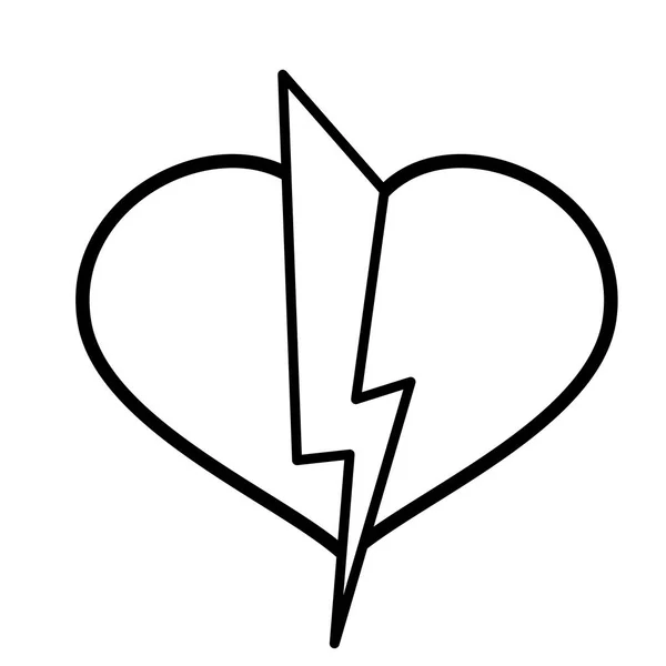 Coeur, icône de la foudre. L'art linéaire. Fond blanc. icône des médias sociaux . — Image vectorielle